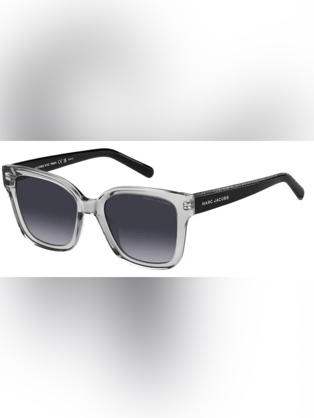 Marc Jacobs Transparent Frame Sunglasses with Gradient Gray Lenses